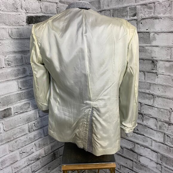Vintage Tweed Blazer Sport Coat Mens 42 Short Blue Gray Union Made Old Money 90s - Picture 9 of 16